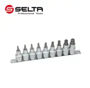 Selta Taiwan S2 9pc 1/2” Dr Torx Star Socket Bits:T20-25-27-30-40-45-50-55-T60