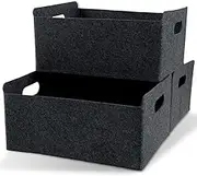 3Pcs Felt Storage Baskets Large Capacity Felt Bins Foldable Felt Organizer Bins Portable Felt Closet Organizer Bins with Handle for Toys Books Clothes