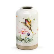 Demdaco Wildflowers Hummingbird Green 4.5 x 2.5 Ceramic Stoneware Vase