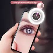 Phone Cam Lens with Selfie Ring Light 15x Macro Lens 3 Light Modes Rechargeable