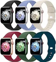 6 Pack Sport Bands Compatible with iWatch Band 38mm 40mm 41mm,Soft Silicone Waterproof Strap Wristbands Compatible with iWatch Series 9 8 7 6 5 4 3 2 1 SE