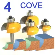 4pc 1/4" Shank Radius 1/2",3/8",1/4",1/8" Cove Convex Router Bit Set sct-888