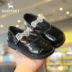 兒童童鞋 BABYFEET女童黑色皮鞋2021新款小皮鞋英倫學院風軟底演出公主單鞋