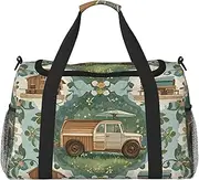 [STVYUKL] Country Style Pattern Travel Duffel Bag Lightweight Waterproof Carry On Tote Bag Foldable Weekender Overnight Bags Sport Gym Bag For Women Men, Black, One Size