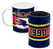 Adelaide Crows Mug & Stubby Holder Can Cooler Official AFL Fathers Day Gift Box