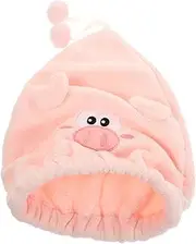 HAPINARY Coral Fleece Dry Hair Hat Towels Washcloths Hair Dryer Towel Bonnet Blow Dryer Shower Caps Women Cute Shower Cap Hair Towel Wrap Cartoon Bath Hair Cap Pink