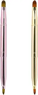 2 Pack Retractable Lip Brush with Cap, Double-Ended Lipstick and Lip Gloss Applicator Brush, Travel-Friendly Makeup Brush for Precise Application