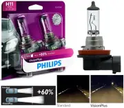 Philips VIsion Plus 60% H11 55W Two Bulbs Head Light Low Beam Replacement Stock