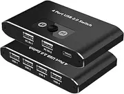 USB 2.0 Switch, 2 Computers Sharing 4 Devices, USB 2.0 Switcher for Mouse, Keyboard, Printer, Scanner, Flash Drive, Compatible with Windows, Mac, Linux, Chrome OS