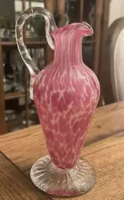 Mike Noe Vintage Pink Speckled Glass Pitcher/Vase