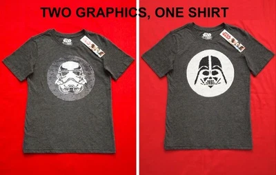 STAR WARS Flip Shirt LARGE Storm Trooper DARTH VADER Reversible Sequins T-Shirt