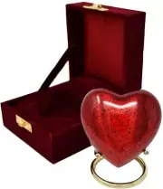 Cremation Urn for Ashes Keepsake Red Heart with Box & Stand Gift For Your Love