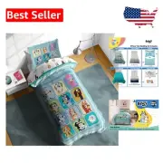 Playful 5-Piece Kids Microfiber Twin Bedding Set Featuring Bluey Characters