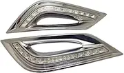 1 Set LED DRL Daytime Running Lights with Fog Lamp Hole Turn Signal Compatible with Hyundai Sonata 8 (8th Sonata) 2011 2012 2013 2014(Model A,White Yellow Blue)