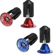 uxcell 2Pair Bar End Plugs Aluminum Handlebar End Caps Bike Plugs 0.7oz Expanding Locking for MTB Road BMX Fixed Gear Bike, Red Blue
