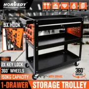HORUSDY Drawer Tool Storage Trolley Workshop Cart Chest Cabinet Pegboard & Hooks