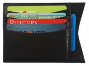 Mens Genuine COW Leather Wallet Front Pocket Slim Credit Card ID Holder Black