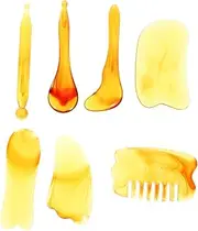 Elegant 7-piece Guasha Tool Set Facial Massage Leg Massager Resin Comb Soothing Massage Beauty Sculpting Home Use