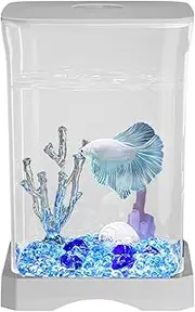 Betta Fish Tank | 4K HD Betta Aquarium,Fish Bowl, Small Aquarium Ornamental, Starter with LED Light for Home Offices Apartment Decor Kitchen Study Room