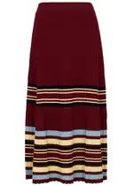 Wales Bonner Wander Striped Stretch-knit Midi Skirt - Red - M (UK 12 / M) M (UK 12 / M)