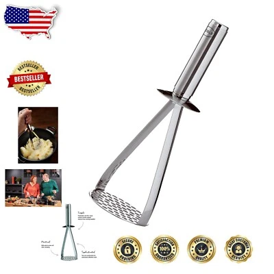 Elegant 18/10 Stainless Steel Potato Masher with Satin Finish for Easy Mashing