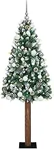 vidaXL Slim Cone Christmas Tree, 210cm Green PVC, Pre-Lit White LEDs, Easy Setup for Indoor Holiday Decor