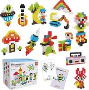 PicassoTiles Mini Pixel Magnetic Puzzle Cube 400 Piece Mix & Match Cubes Sensory Toys STEAM Education Learning Building Block Magnets Children Construction Toy Set Stacking Magnet Creative Kit PMC400
