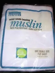 Vintage Montgomery Ward One Double/Full Size White Flat Sheet Muslin NWT