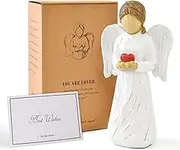 JINGIHE Guardian Angel Statue for Women, Resin Angels Figurines, Sonny Holding a Heart Angel Statue for Retirement Memorial Mom Nurse Birthday Thanksgiving Christmas Sympathy Gifts and Home Decor
