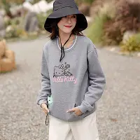 在飛比找Yahoo奇摩購物中心優惠-OB嚴選-KITTY露營系列~配色領袋鼠口袋內刷毛上衣