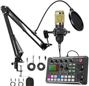 Live Sound Card with Dj Mixer Effects & Voice Changer, F998 Live Sound Card Board, Mixer Audio Sound LED Mixer, Professional