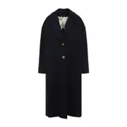 [Golden Goose] Golden Goose-Dark Blue Wool Cocoon Coat-Donna 38 IT