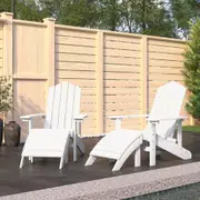 Garden Adirondack Chairs 2 pcs with Footstools HDPE White vidaXL