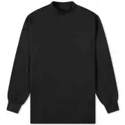 Adidas Y-3 Black Mock Neck Long Sleeved Logo Tee Shirt H44787 New