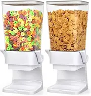 [Mivvosakuki] Double Cereal Dispenser Countertop Large Cereal Containers Storage Dispenser For Pantry Dry Food Dispenser Countertop Rice Candy Dispenser Machine For Snack,Nuts, Granola(White,2PC)