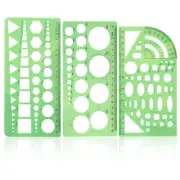 Geometry Set With Circle Template - 3 Pieces, Different Size Scale Ruler and