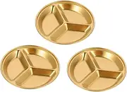 Ciieeo 3Pcs Stainless Steel Sauce Dipping Dish Divided Seasoning Plate with Compartments for Appetizers Relish and Condiments for Home Kitchen Restaurant and Catering