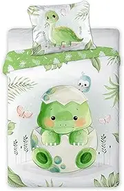 Arle-Living 3-Piece Children's Baby Bedding Set - Dino Egg - 100 x 135 cm + 40 x 60 cm + 1 Fitted Sheet 70 x 140 cm - 100% Cotton