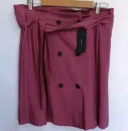 BNWT Vero Moda Short Skirt Hawthorn Rose XL Double Buttons Tie Belt Waist