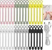 36Pcs Silicone Cable Straps Wire Organizer for Earphone, Phone Charger, Mouse, Audio, Computer, Reusable Cable Ties Cord Organizer(6Colors)