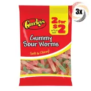 3x Bags Gurley's Gummy Sour Worms Assorted Flavor Candy | 2.75oz | Fast Shipping
