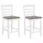 Bar Chairs Counter Kitchen Stools Dining Chairs 2 pcs White Fabric