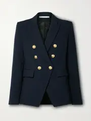 [Veronica Beard] Veronica Beard - Miller Dickey Double-breasted Grain De Poudre Blazer - Midnight blue - US12 US 12 Blue