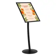 Simplistic Curved Menu Board-Black Pedestal Sign Holder Floor Standing Aluminum