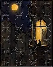 TAOPAOLAB Balcony Glow Paint by Numbers Kit for Adults - DIY Couple Chatting on Balcony Under Moon Painting on Canvas 16x20In, Acrylic Paint Set, Suitable for Beginners, Art for Home Decoration/Gifts