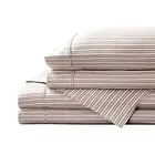 Brielle Home Printed 100% Cotton Percale Sheet Set, Spice Pinstripe, Twin