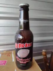 Budweiser Go Big Red Glass Beer Bottle 64 Oz King Pitcher Embossed empty