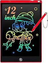 LCD Writing Tablet, 12 Inch Colorful Doodle Board Drawing Tablet for Kids, Reusable Drawing Pad, Learning Toys for 3 4 5 6 7 8 Years Old Girls Boys (Red)