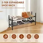Expandable Shoe Rack 2 Tier Stackable Shoe Stand Adjustable Shoe Storage QAleu