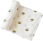 TOYANDONA Baby Swaddle Blanket Soft Silky Bamboo Muslin Swaddle Blankets Neutral Receiving Blanket Unisex Swaddle Wrap Shower (Bee)